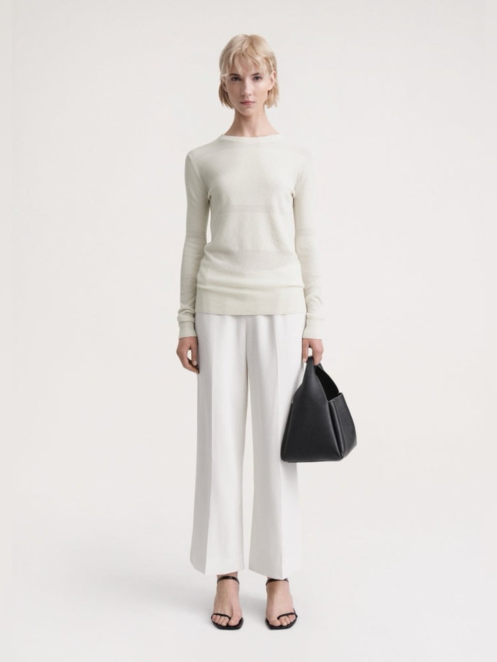 NWT $590 Toteme Paneled Cotton and Cashmere-Blend Sweater